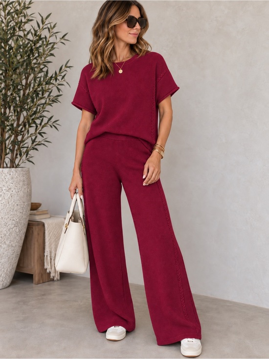 Zenana Outfitters Pants - Zenana Premium Viscose Blend Cabernet Knit Set NWOT